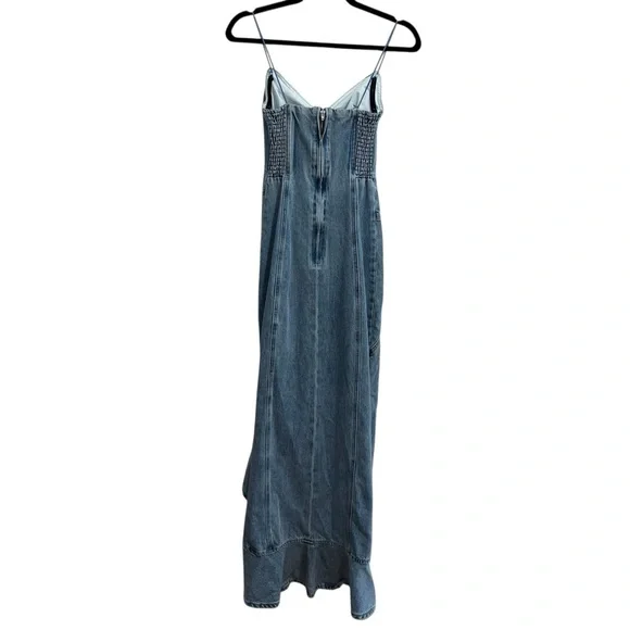 NEW NWOT Amanda Uprichard Symone Strapless Denim Maxi Dress In Cielo Blue - Picture 5 of 8